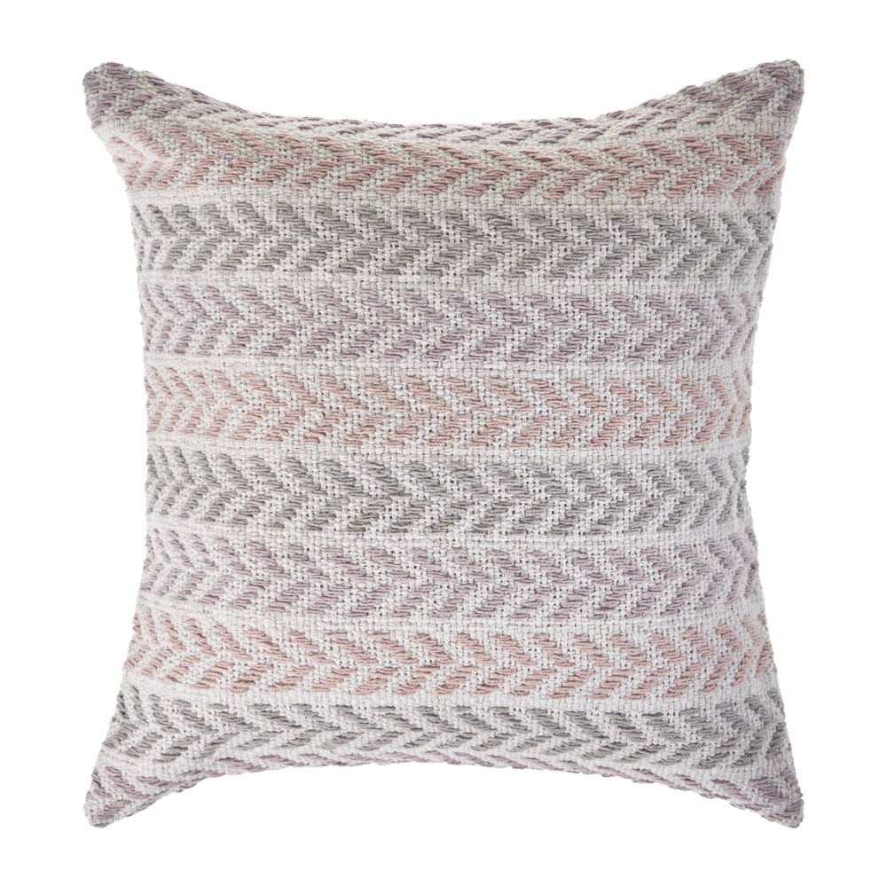 Lilac and Gray Cotton Chevron Square Throw Pillow, 18" x 18"