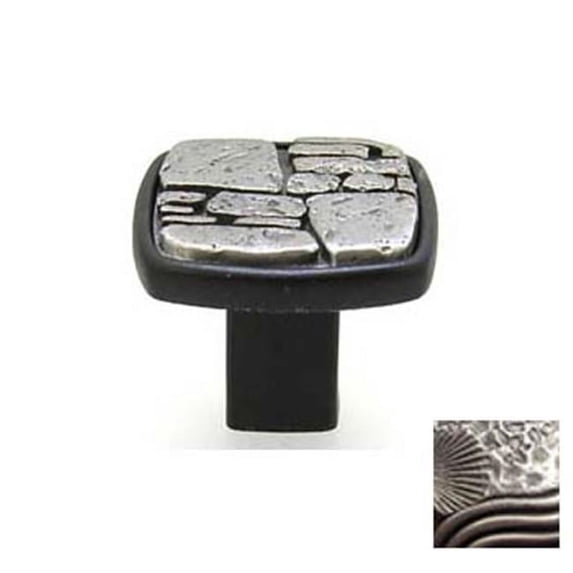 Anne at Home 7202-7.20 Fieldstone knob in Black with Satin Pewter