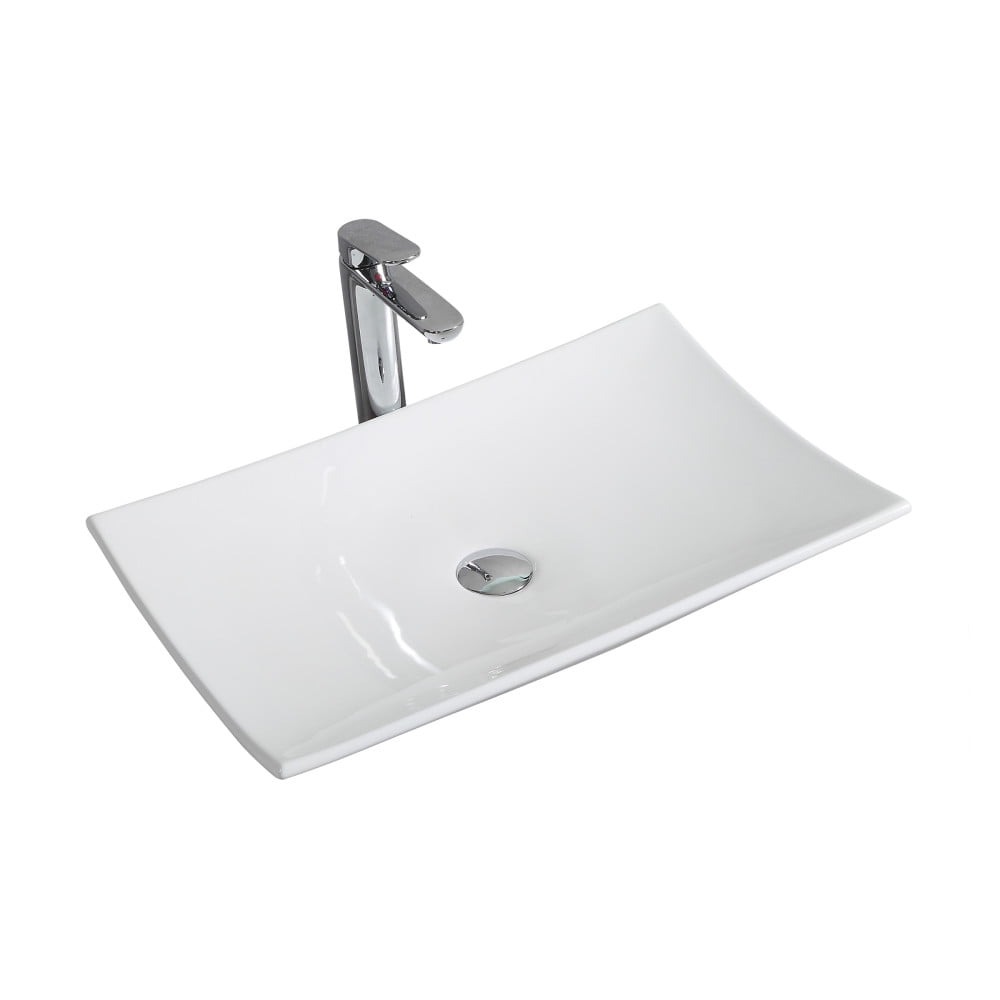 Annecy White Ceramic Rectangle Vessel Bathroom Sink