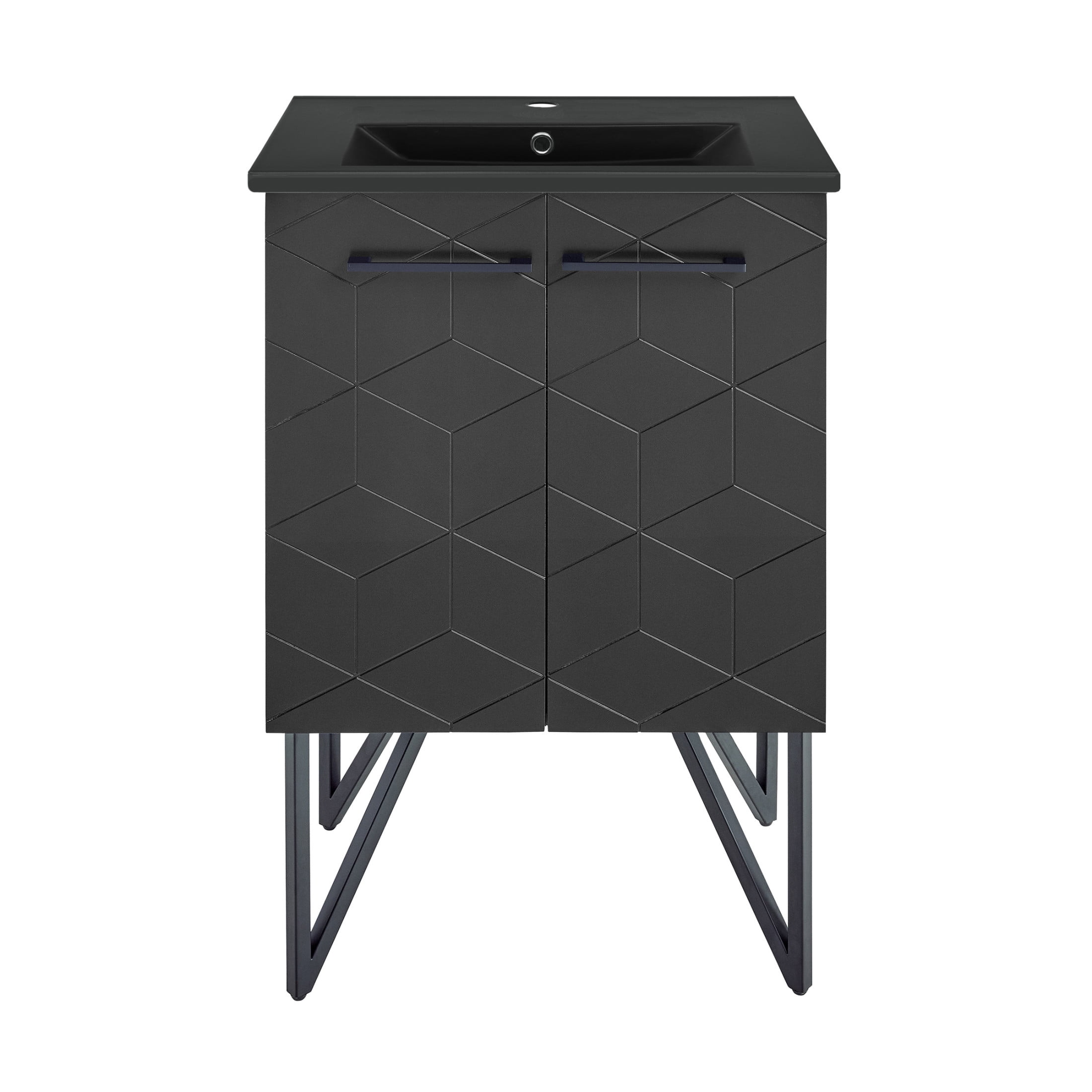 Annecy 24 in. Phantom Black Bathroom Vanity With Black Ceramic Sink Top