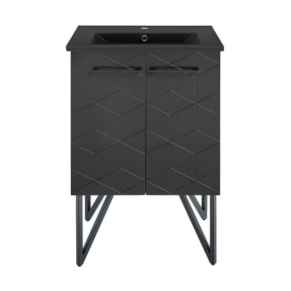 Annecy 24 in. Phantom Black Bathroom Vanity With Black Ceramic Sink Top