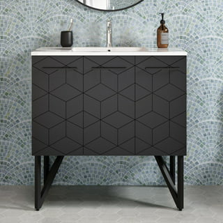 Swiss Madison Pierre 36 Single Open Shelf Metal Frame Bathroom Vanity, Black
