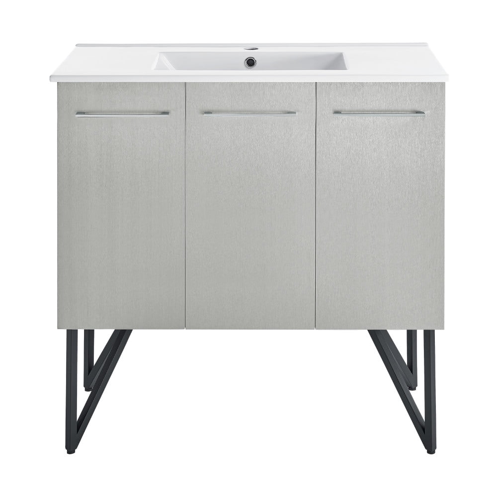 Annecy 36 Single, Brushed Grey, Two Doors, One Drawer, Bathroom Vanity ...