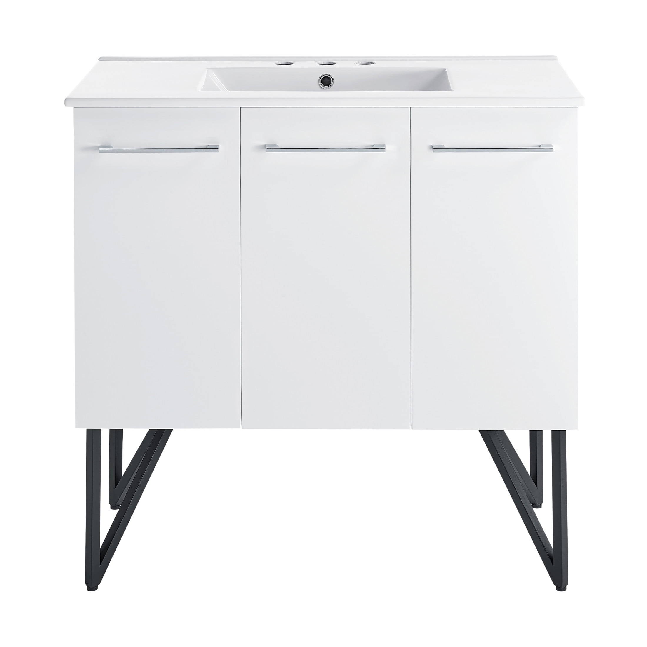 Annecy 36" Glossy White Freestanding Bathroom Vanity with Ceramic Sink