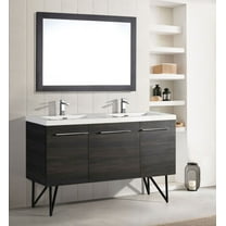 Annecy 60 Double, Black Walnut, Two Doors, One Drawer, Bathroom Vanity