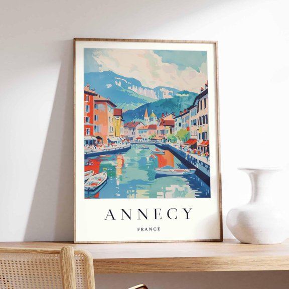 Annecy France French Alps Travel Print, Unframed Paper Print