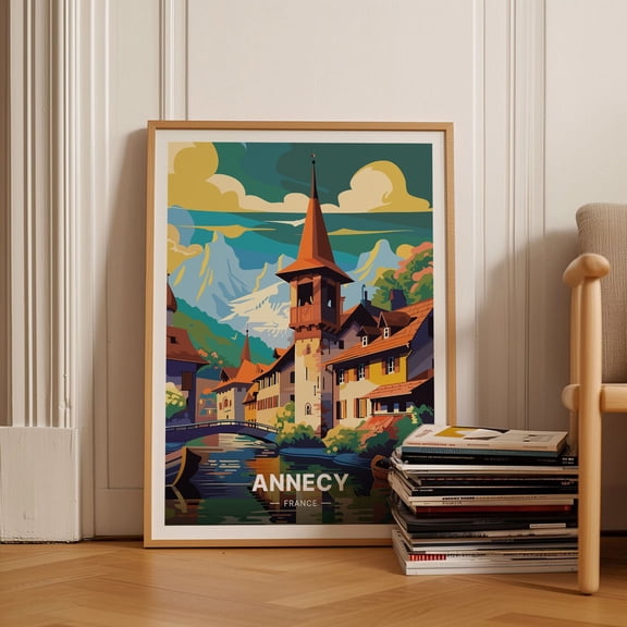 Annecy France Travel Poster Scenic Alps Landscape Art C201111