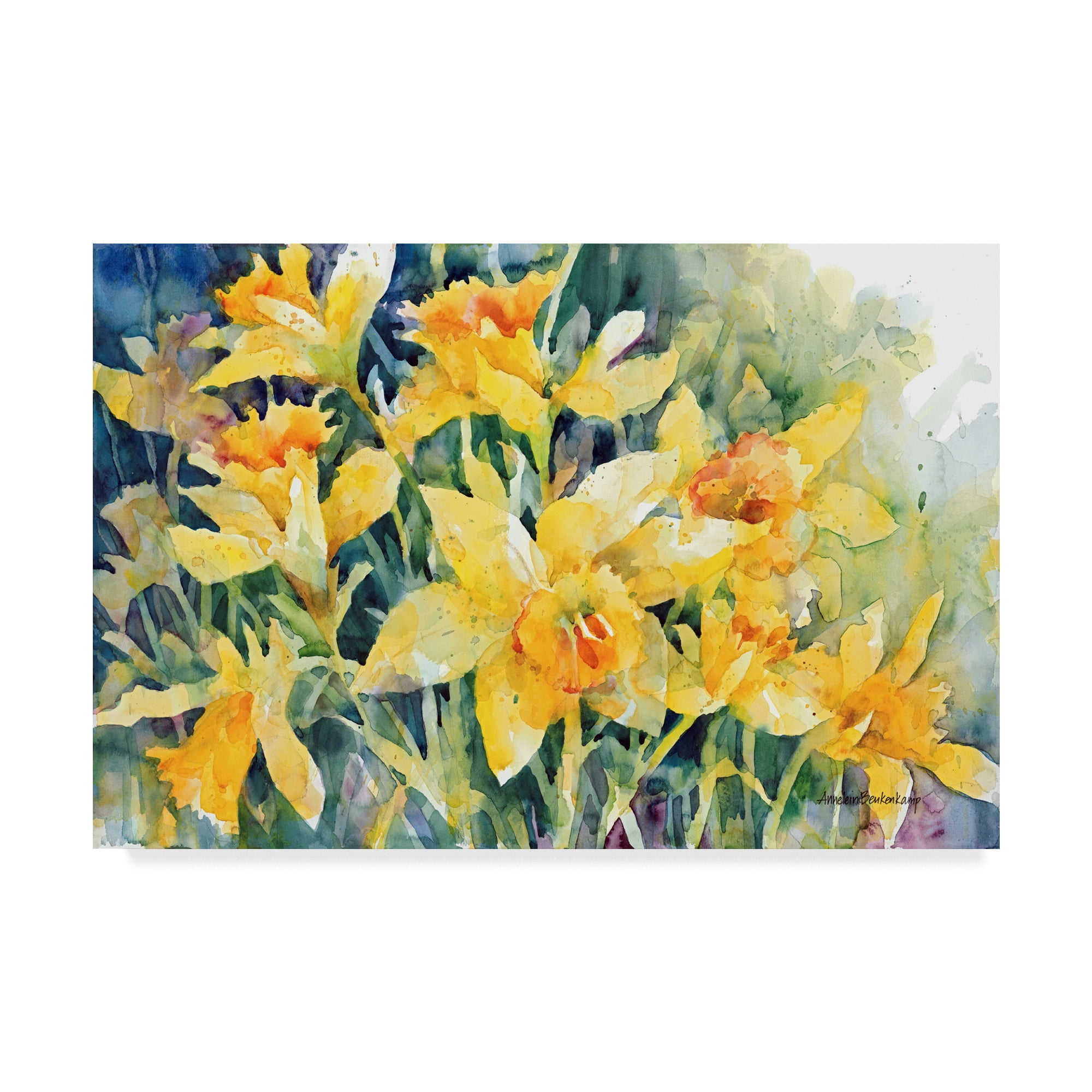 Yellow and Green Floral Landscape Canvas Art, 24" x 16"