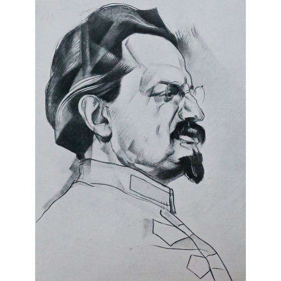 Annenkov Portrait Bolshevik Leon Trotsky USSR Drawing Extra Large XL Wall Art Poster Print