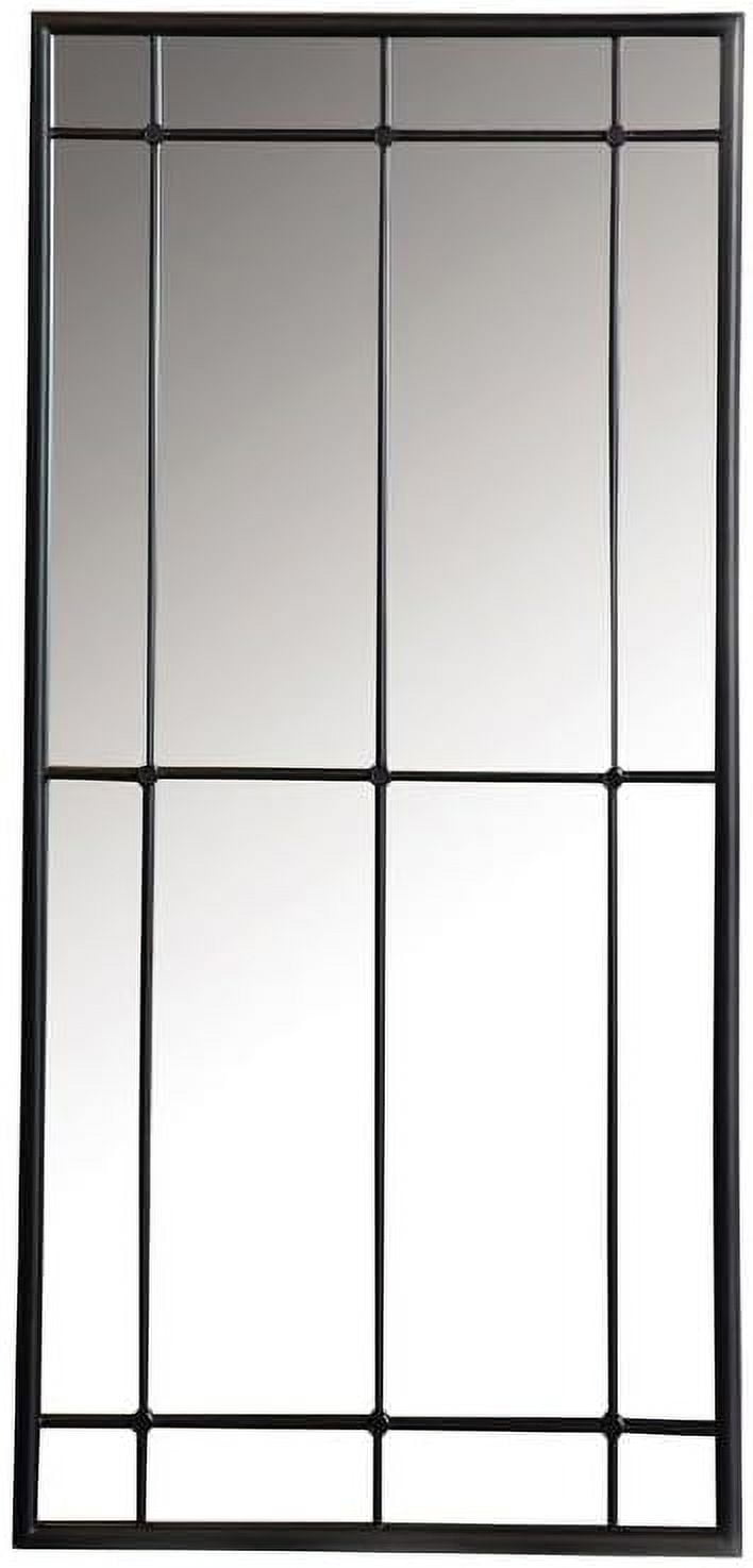 Rectangular Glass Window Pane Wall Mirror in Black