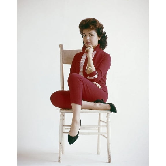 Annette Funicello Full Length In Red Outfit Seated On Chair 24X36 Classic Hollywood Poster