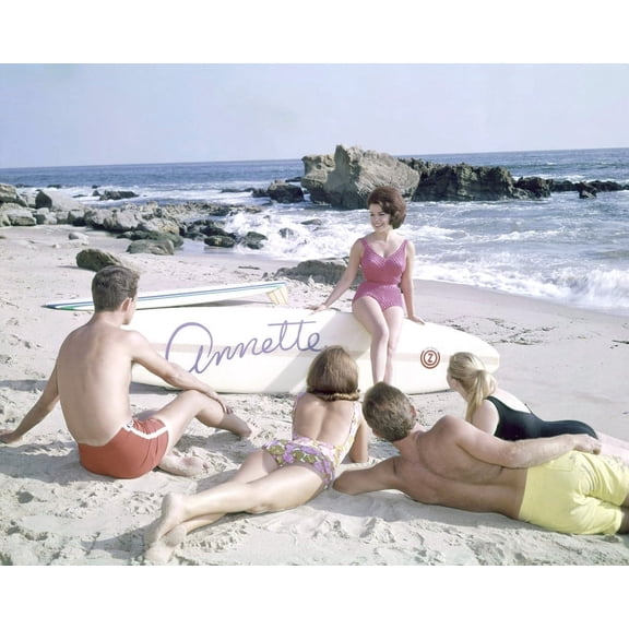 Annette Funicello Swimsuit & Surfboard 24X36 Classic Hollywood Poster On Beach