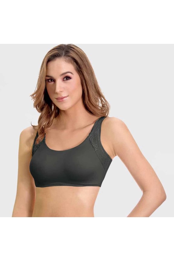 Women's Firm Lace Underwire with Wide Back Bra - Black - (Large)