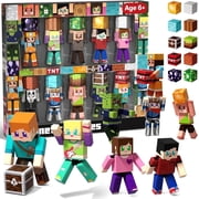 Annexfun 20 Pcs Magnetic Action Figures Playset - Magnetic Building Blocks, Magnet Cubes and Rotatable Figures Character Toys for Kids, STEM Toys, Christmas Bir