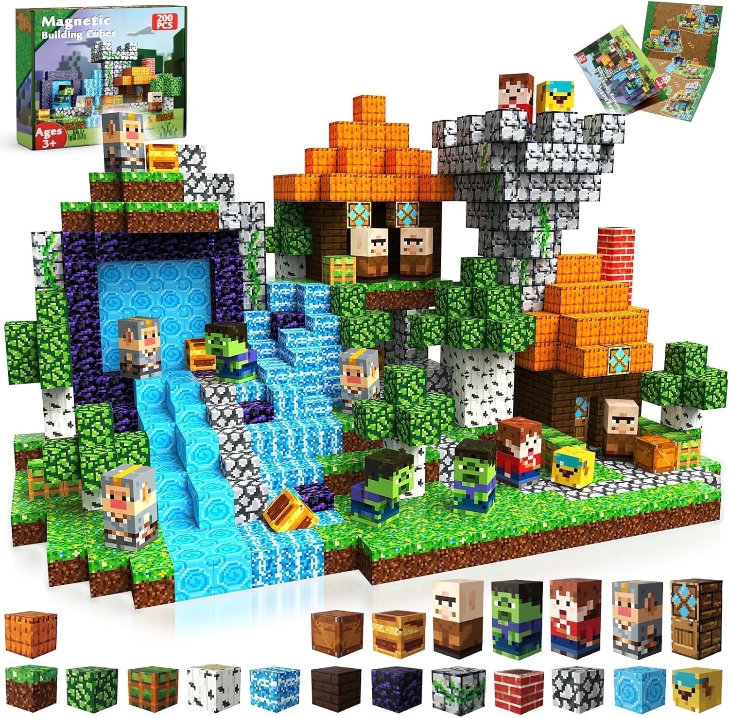 Annexfun 200 PCS Magnetic Blocks - Magnetic Building Blocks Cubes Adventurer, Magnet Toys for Kids Age 3+, Toy Building Set for Kids, Birthday Gifts for Boys Girls Age 4-8, 8-12