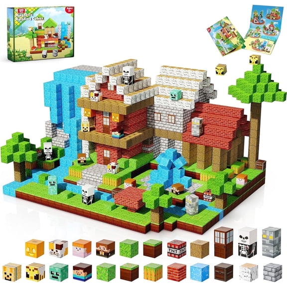 200Pcs Magnetic Blocks - Magnetic Building Blocks, Magnet Cubes Game, Stacking Forest Set, STEM Montessori Sensory Stacking Toys for Kids, Birthday Gifts for Boys and Girls Age 3+ Years Old