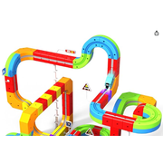 Annexfun 3D Stem Electric Train Set for Kids, 22PCS 3D Racing Track Toy, Portable Travel Train Toy with Travel Bag, Racing Track Sets for Kids, 3+ Years Old Boys & Girls Birthday