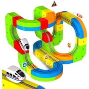 Electric Train Set for Kids, 69Pcs Build 3D DIY Track Building Kits with Train and Traffic Signs, STEM Car Toy Set for Kids, 3 4 5 6 7 8 Years Old Boys & Girls Birthday