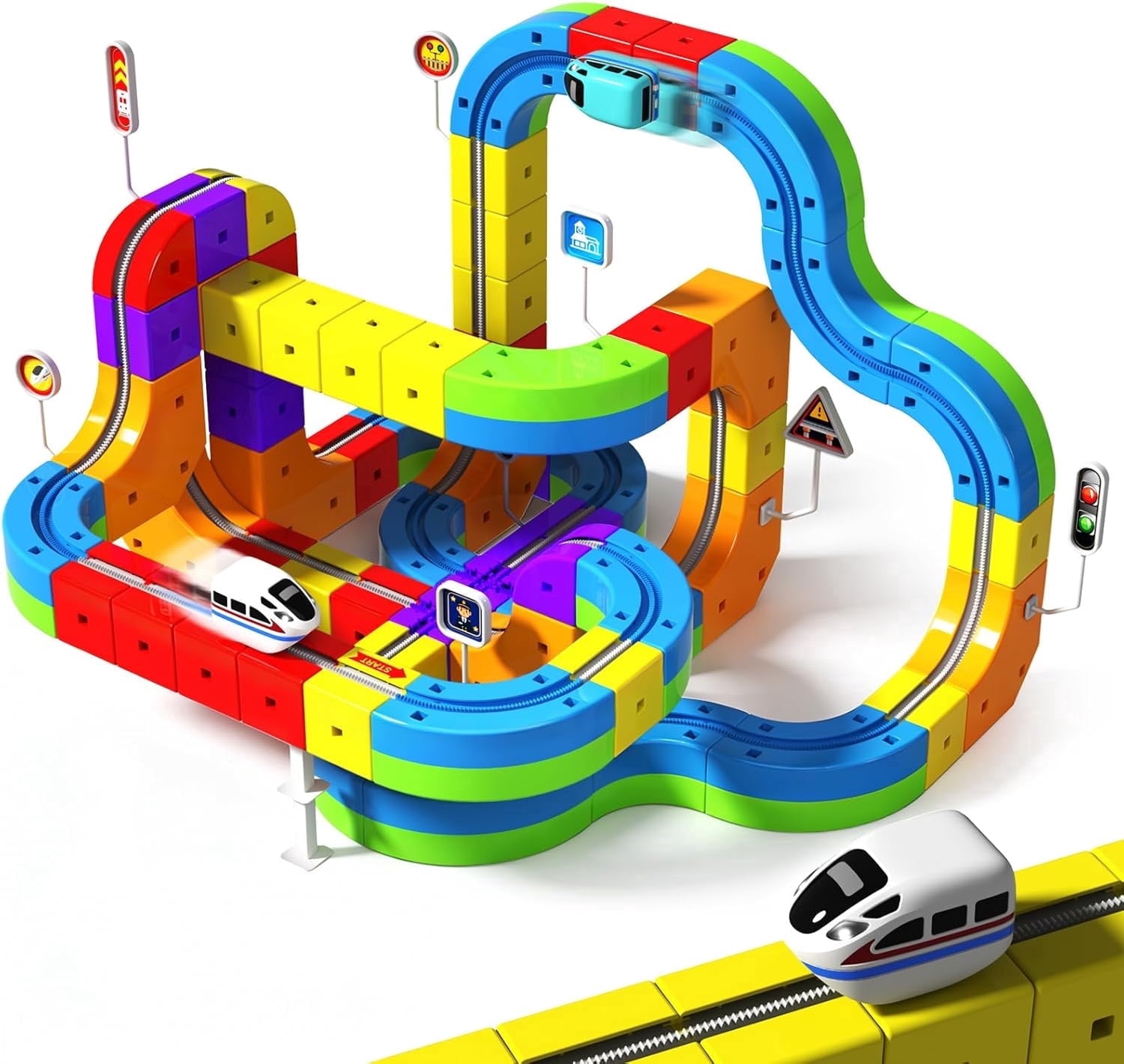 Annexfun Electric Train Set for Kids, 110Pcs Build 3D DIY Track