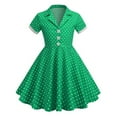 thumbnail image 1 of Annhoo 1950s Retro Dress for Girls Classic Polkaa Dots Short Sleeve Button down Dress Vintage Lapel Party Dress, 1 of 4