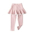 thumbnail image 1 of Annhoo 2-9 Years Toddler Girl's Leggings with Skirts Elastic Solid Color Casual Pants Comfy Winter Bottoms Baby Kids Culottes, 1 of 4