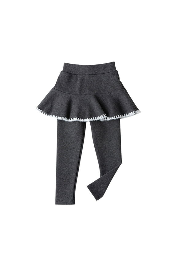 2-9 Years Toddler Girl's Leggings with Skirts Elastic Solid Color Casual Pants Comfy Winter Bottoms Baby Kids Culottes