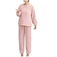thumbnail image 1 of Annhoo 2 Piece Outfit for Women Long Sleeve Crewneck Fleece Fuzzy Soft Clothes Fall Winter Warm Sets, 1 of 5
