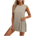 thumbnail image 1 of Annhoo 2 Piece Outfits for Women Casual Sleeveless Crewneck Tanks with Shorts Summer Plus Size Knitted Sweater Sets, 1 of 7