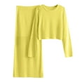 thumbnail image 1 of Annhoo 2 Piece Skirt Sets for Women Trendy Cutout Knitted Sweater Outfits Casual Long Sleeve T Shirts with Maxi Skirts, 1 of 8