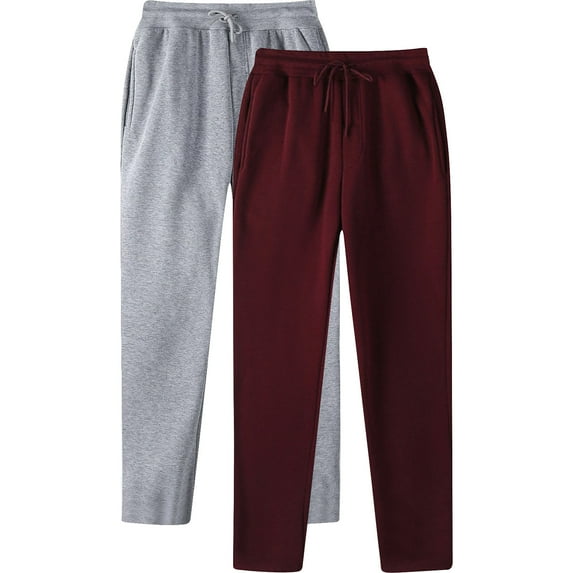 Annhoo 2PC Men's Lounge Sweatpants Straight Leg Elastic Waist Sports Trousers Drawstring Solid Color Soft Comfy Pants