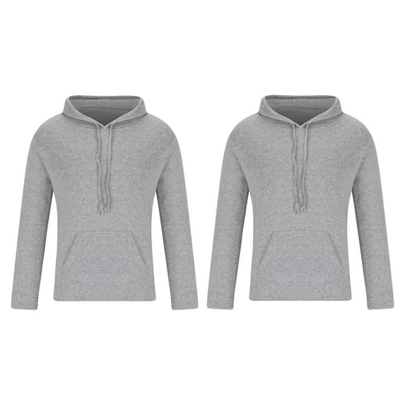 Annhoo 2PC Plus Size Men's Sweatshirts Solid Color Drawstring Long Sleeve Shirts with Hooded Casual Fall Winter Basic Tops