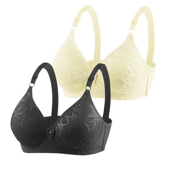 Annhoo 2PCS Bras for Women No Underwire Adjustable Strap Breathable Underwear Comfort Liftup Bralettes with Support