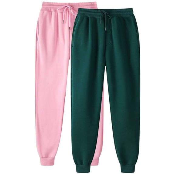 Annhoo 2PCS Sweatpants Women Plus Size Drawstring Elastic Waist Jogger Pants Casual Workout Sports Trousers