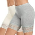 thumbnail image 1 of Annhoo 2PCS Womens Panties Mid Waist Lace Trim Boyshorts Underwear Stretch Butt Lifting Leggings Under Dresses, 1 of 3