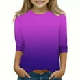 thumbnail image 1 of Annhoo 3/4 Sleeve Boys Girls Shirts Gradient Crew Neck Lightweight Toddler Tops Trendy Basic Kids Clothes Pullover 3-12 Years, 1 of 5
