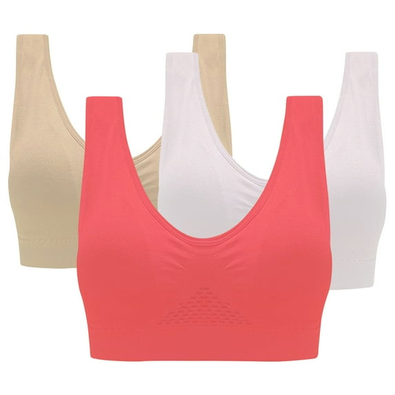 Annhoo 3 PCS Sports Bras for Women Plus Size Push up Wireless Mesh Cropped Tank Tops Breathable Fitness Yoga Bralettes