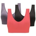thumbnail image 1 of Annhoo 3 PCS Sports Bras for Women Plus Size Push up Wireless Mesh Cropped Tank Tops Breathable Fitness Yoga Bralettes, 1 of 9