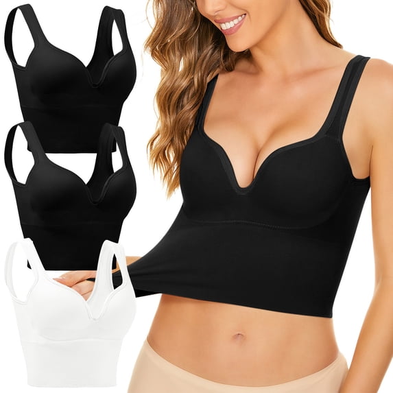 Annhoo 3 PCS Sports Bras for Women Seamless Low Impact Workout Yoga Underwear Backless No Underwire Bralettes