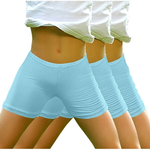 Annhoo 3 Pack Biker Shorts for Girls Seamless Low Rise Elastic Waisted Shorts for Under Dress Cotton Bottomings