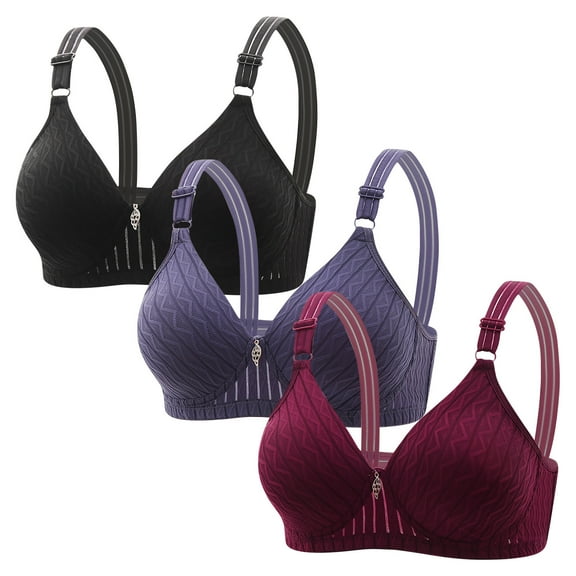 Annhoo 3 Pack Wireless Bras for Women Plus Size Full Coverage Push up Bralette No Underwire Supportive Underwear