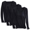 thumbnail image 1 of Annhoo 3PCS Pajama Shirts for Women Casual Round Neck Long Sleeve Tops with Built in Bras Plus Size Homewear, 1 of 2