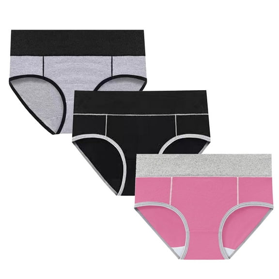 Annhoo 3PCS Plus Size Underwear for Women Stretch Low-Rise Color Block Cotton Panties Comfy Lounge Briefs