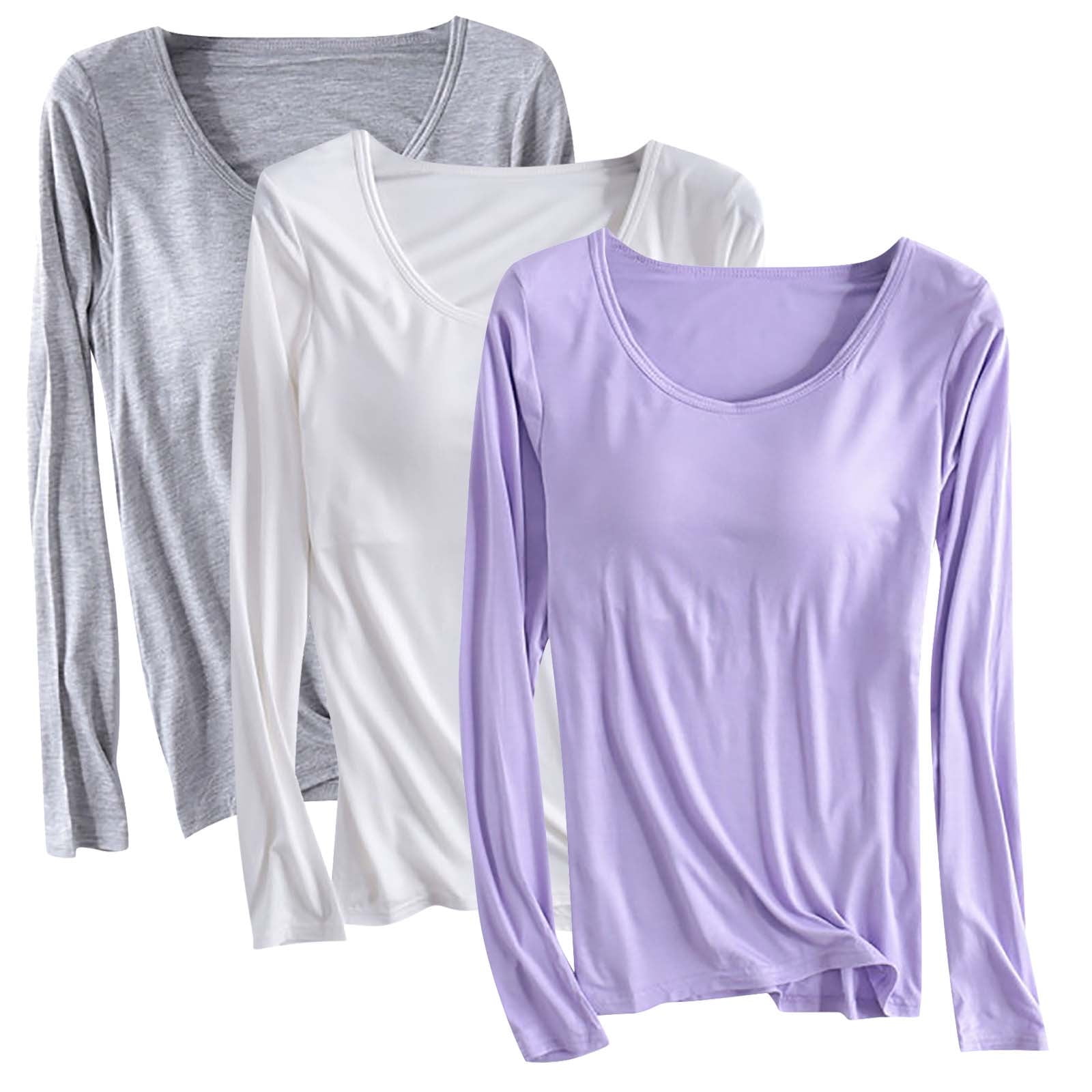 Long Sleeve Top With Built In Bra Chest Padding Loungewear Plus size available