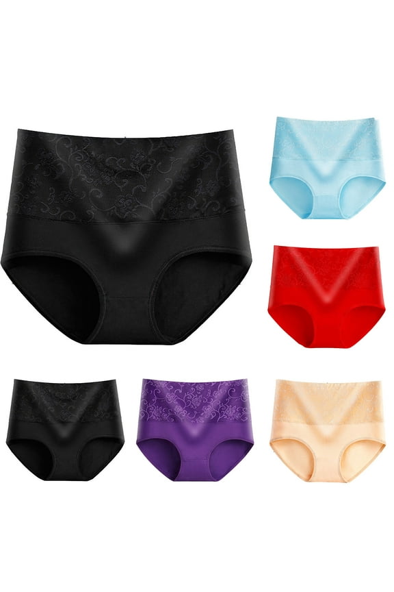 5PCS Underwear for Women Plus Size High Waist Butt Lifting Panties Casual Full Coverage Everyday Brief