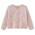 thumbnail image 1 of Annhoo 9M-6Y Infant Baby Girls Cardigan Sweater Button Long Sleeve Ruffle Trim Crew Neck Shirts Hollow Out Cute Kids Clothes, 1 of 7