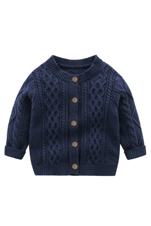 Baby Boys Girls Cardigan Sweaters Fall Winter Long Sleeve Button down Knitwear Infant Cute Crewneck Outwear