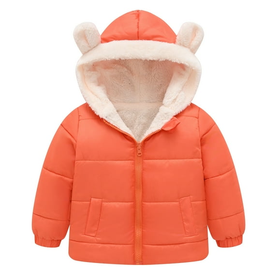 Annhoo Baby Boys Girls Coats with Cute Bear Ears Hoods Long Sleeve Fleece Lined Puffer Jackets Winter Toddler Zip up Outwear