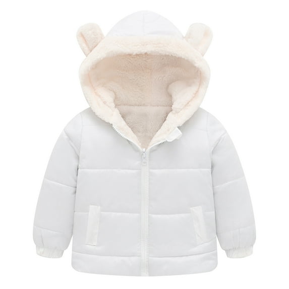 Annhoo Baby Boys Girls Coats with Cute Bear Ears Hoods Long Sleeve Fleece Lined Puffer Jackets Winter Toddler Zip up Outwear