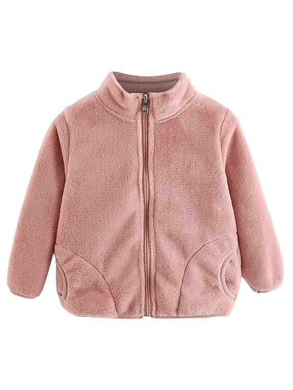 Baby Boys Girls Plush Jackets Winter Cozy Warm Long Sleece Zip up Fleece Coats Infant Fuzzy Outwear with Pockets