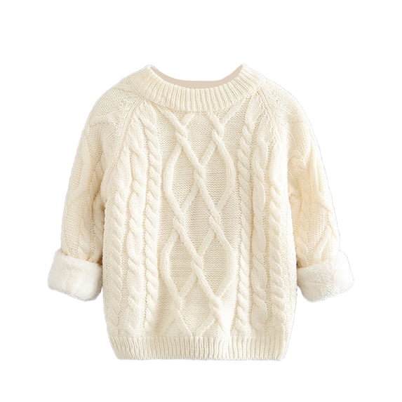Annhoo Baby Boys Girls Sweater Fall Winter Long Sleeve Fleece Lined Tops Infant Crewneck Warm Thickened Knitwear